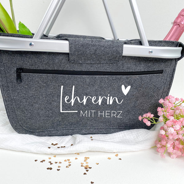 Einkaufskorb Lehrerin mit Herz