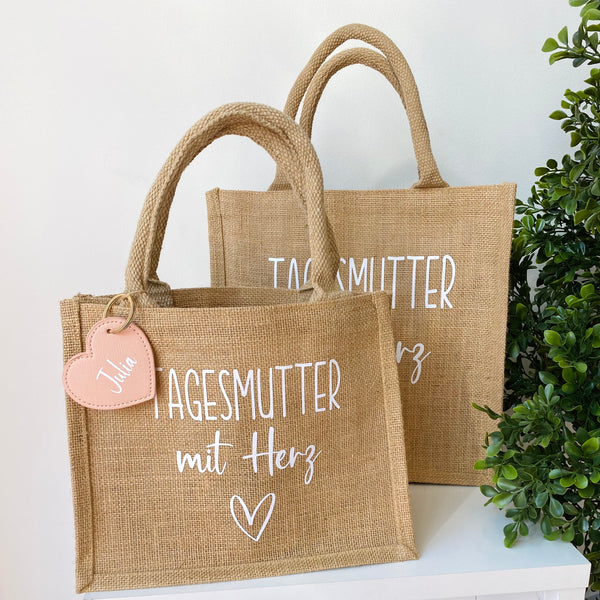 Tasche Tagesmutter mit Herz Jute