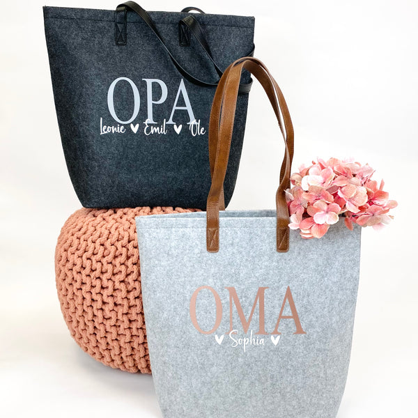 Filztasche Oma / Opa / Mama mit Namen